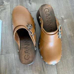 Ganni Women’s Studded Leather Platform Mules